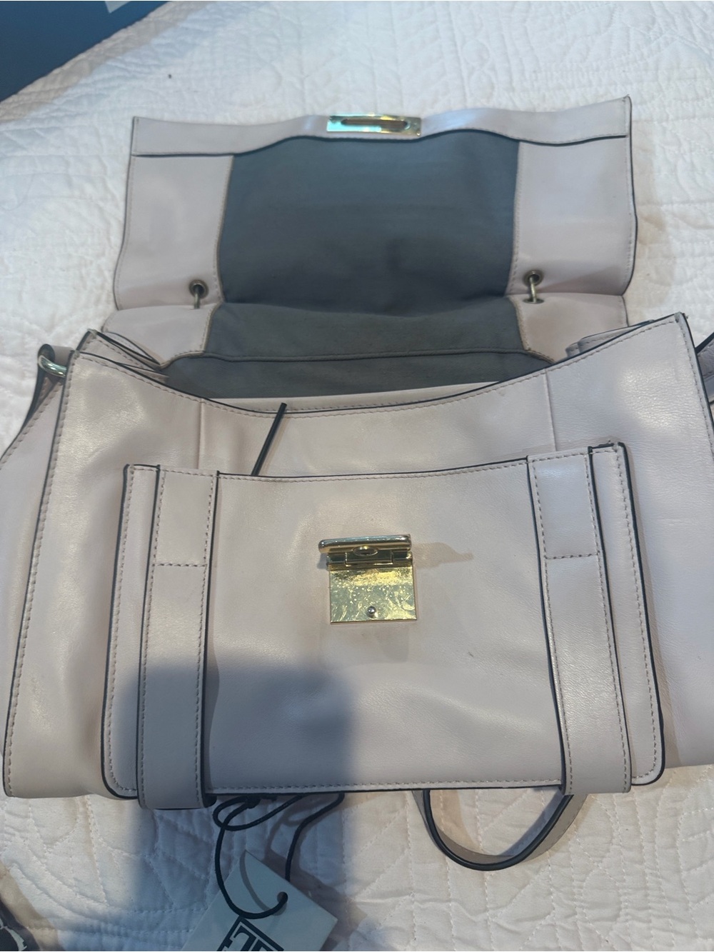 Ivanka Trump Pale Pink Leather Shoulder Bag with Gold Hardware